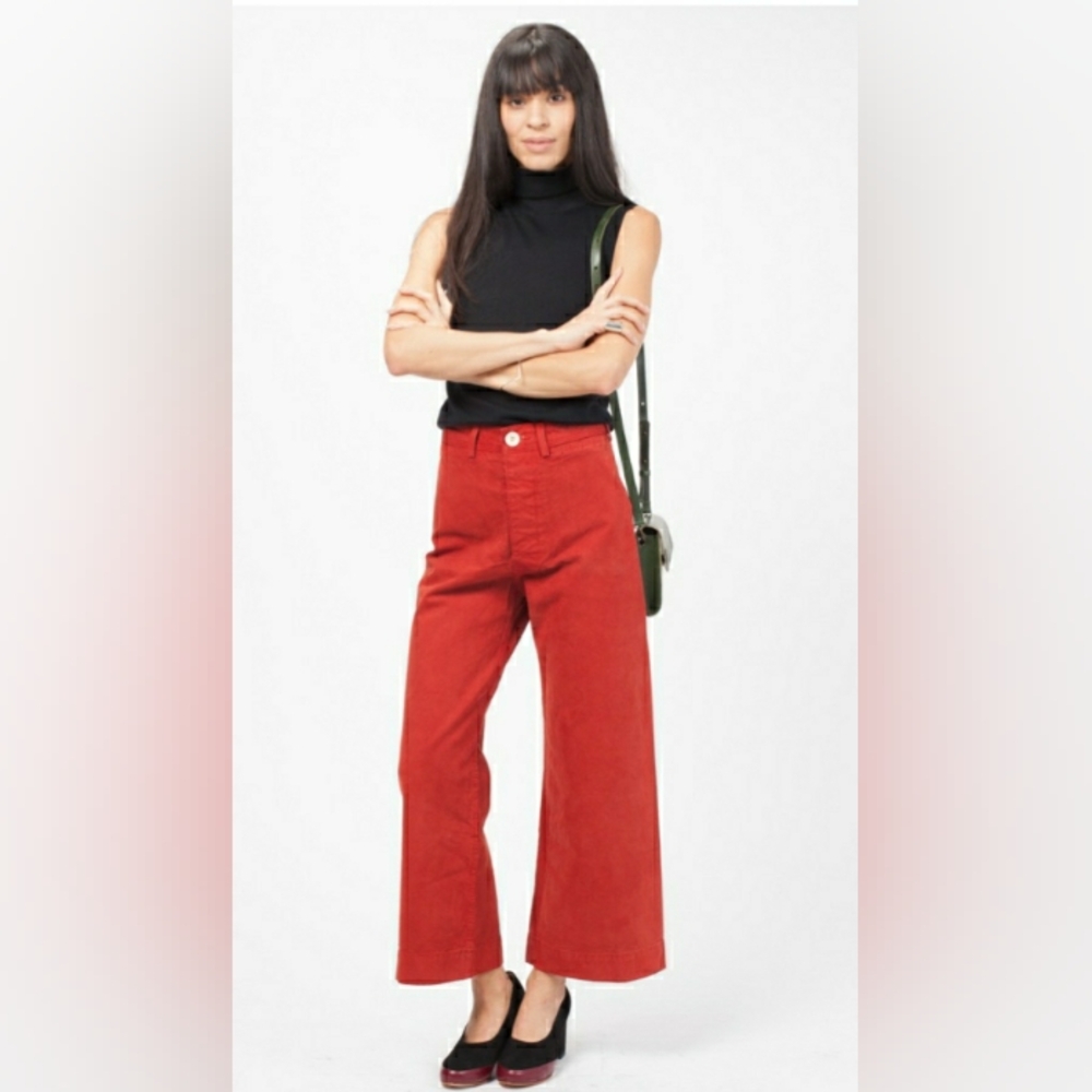 Universal Thread Coral Red High Rise Sailor Wide Leg Ankle Jeans Multi sizes NWT - Picture 9 of 16